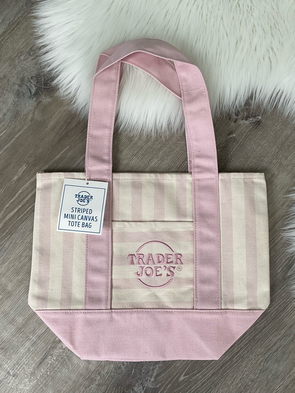 💞Limited Edition Trader Joe’s Mini Tote Bag - Light Pink Striped Summer 2026